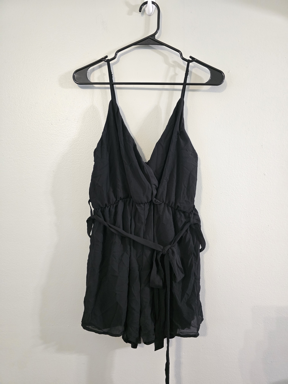 Revamped Black Spaghetti-Strap Romper